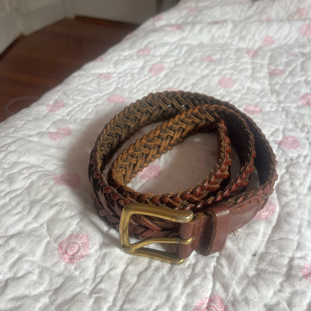 Vintage Brown Braided Leather Belt